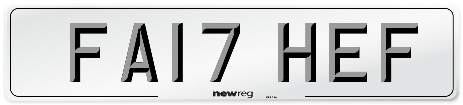 FA17 HEF Number Plate from New Reg